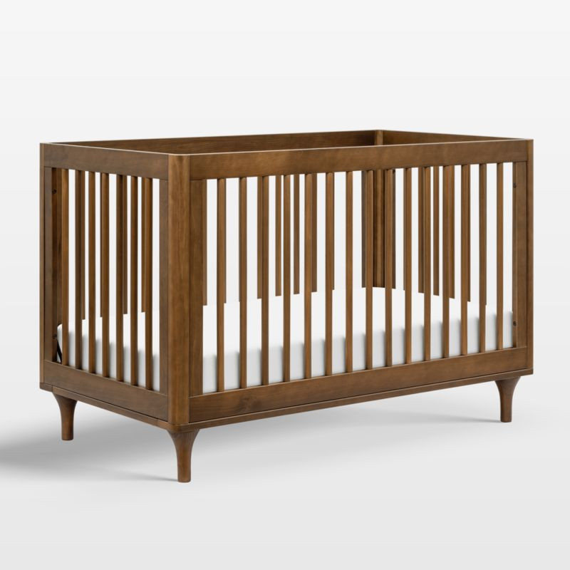 Babyletto Lolly Natural & Walnut Wood 3-in-1 Convertible Baby Crib with Toddler Bed Conversion Ki... | Crate & Barrel