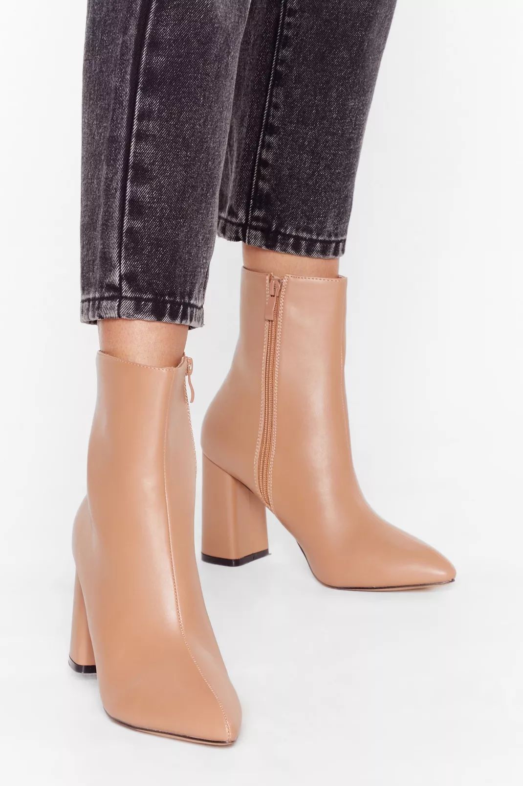 Faux Leather Pointed Toe Heeled Boots | Nasty Gal (US)