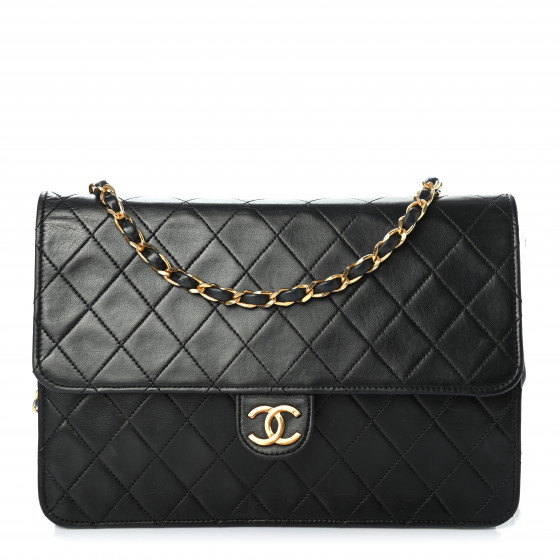 CHANEL Lambskin Quilted Medium Single Flap Black | Fashionphile