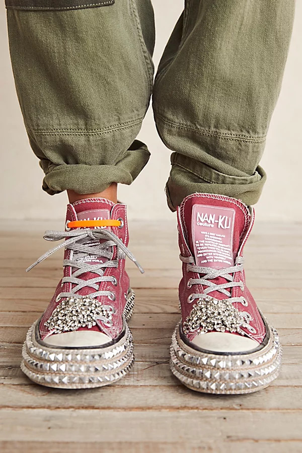 Cruise Studded Hi Top Sneakers by Nan-ku at Free People, Berry, EU 38 | Free People (Global - UK&FR Excluded)