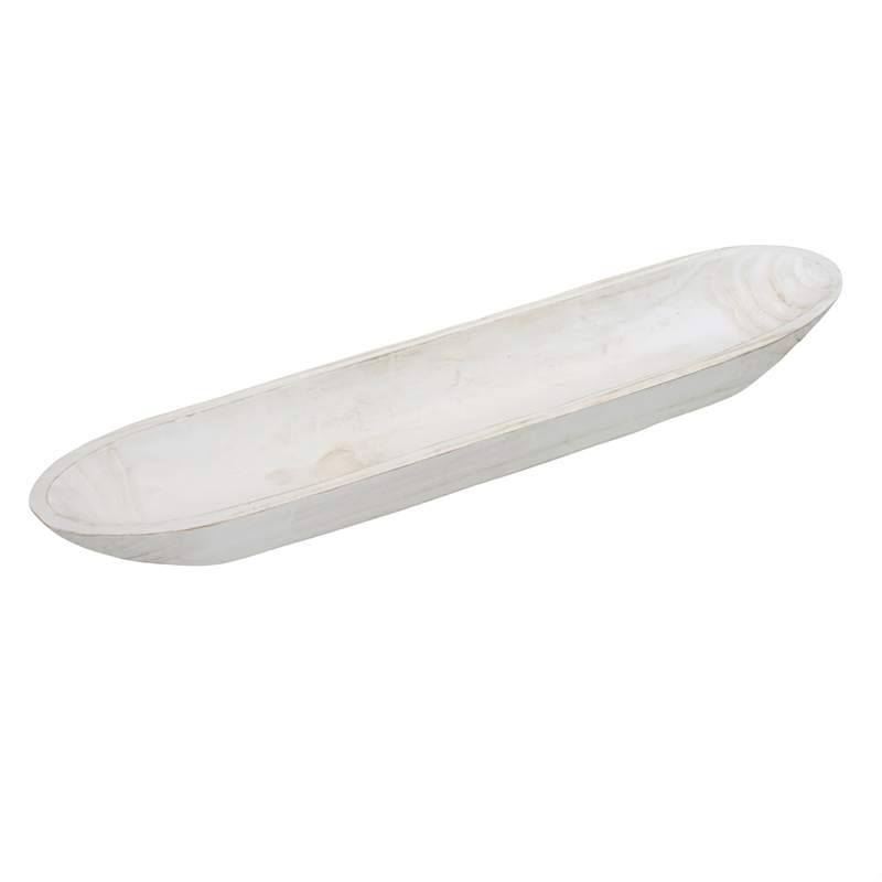 Whitewash Paulownia Wooden Bowl, 32x7 | At Home