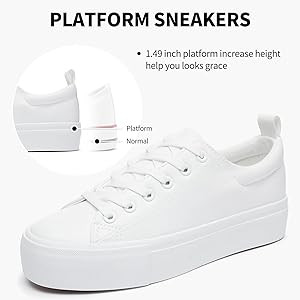 SERNIAL Womens White Platform Sneakers PU Leather Platform Shoes Walking Shoes for Women | Amazon (US)