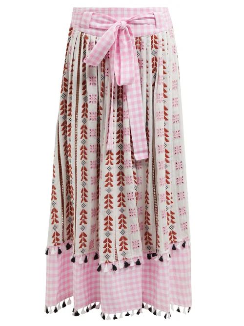 Dodo Bar Or - Antonella Embroidered Cotton Skirt - Womens - Pink Multi | Matches (US)