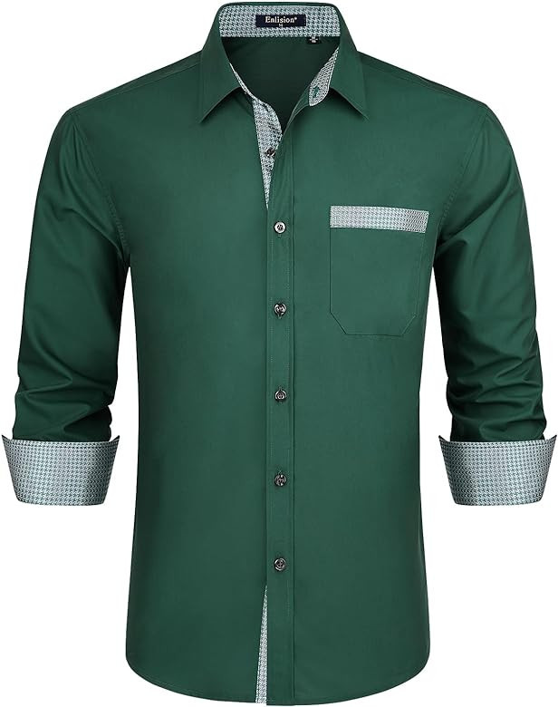 Enlision Mens Dress Shirts Formal Long Sleeve Casual Button Down Shirt for Wedding Graduation Bus... | Amazon (US)