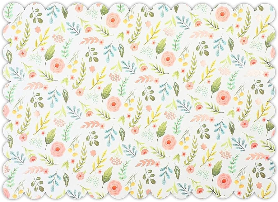 Sparkle and Bash Paper Placemats for Table, Floral Placemats (14 x 10 in, 50 Pack) | Amazon (US)