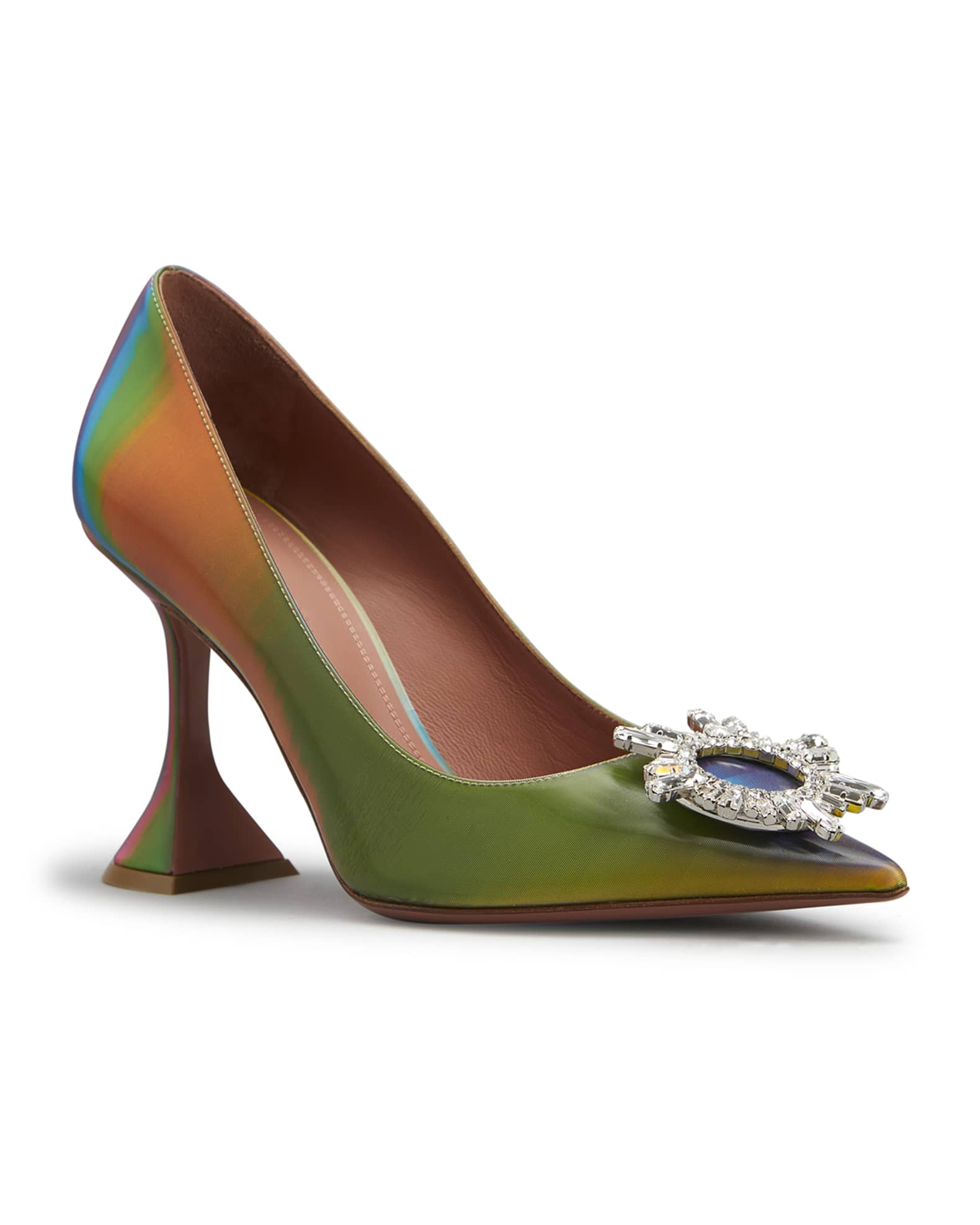 Amina Muaddi Begum Multicolored Crystal Buckle Pumps | Neiman Marcus