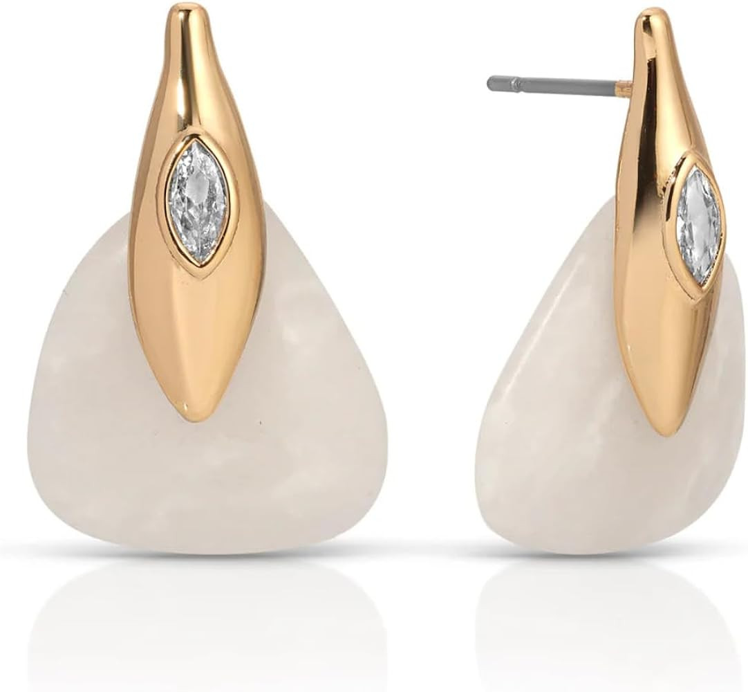 Ettika Solstice Earrings in Bone. Stud Earrings for Women. 18K Gold Plated And Gemstone Studs. Fe... | Amazon (US)
