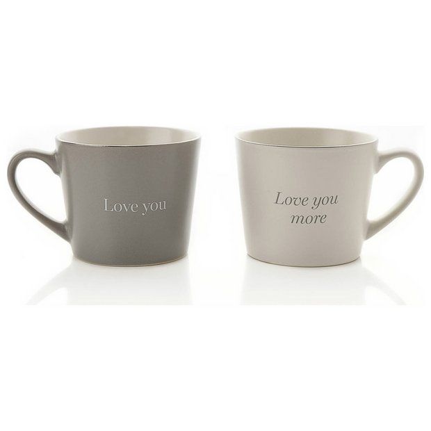 Amore Set of 2 Love Mugs - Grey & White324/7169 | argos.co.uk