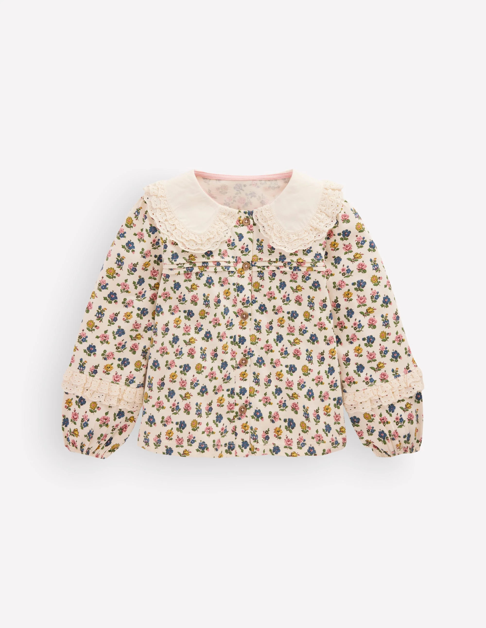 Broderie Collar Jersey Top-Vanilla White Floral | Boden (US)