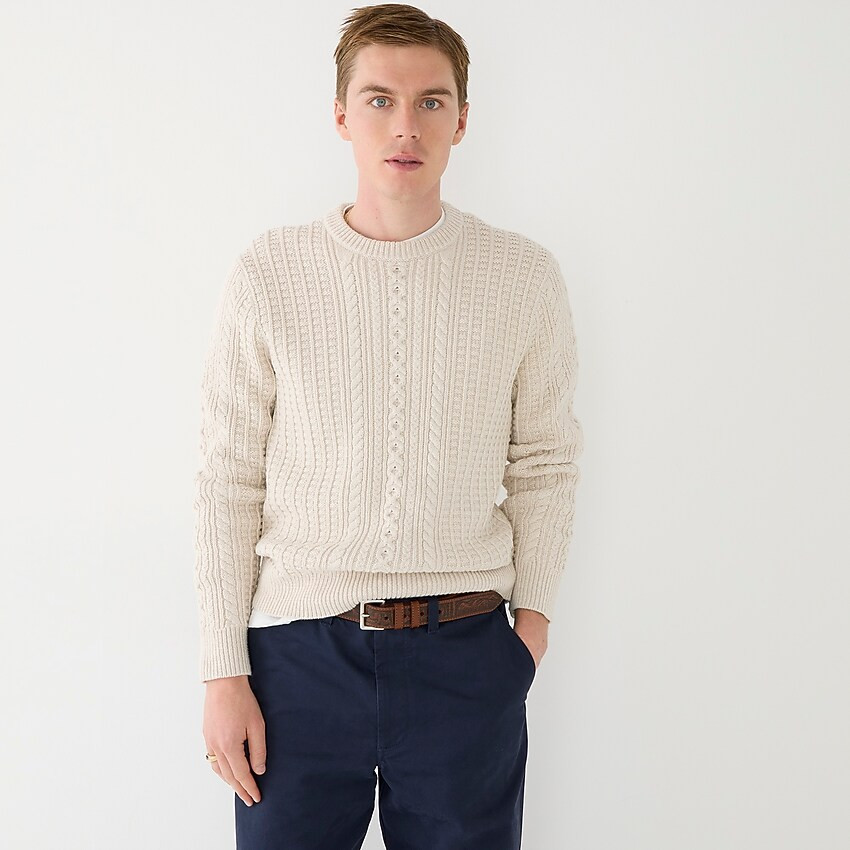 Cotton cable-knit crewneck sweater | J. Crew US