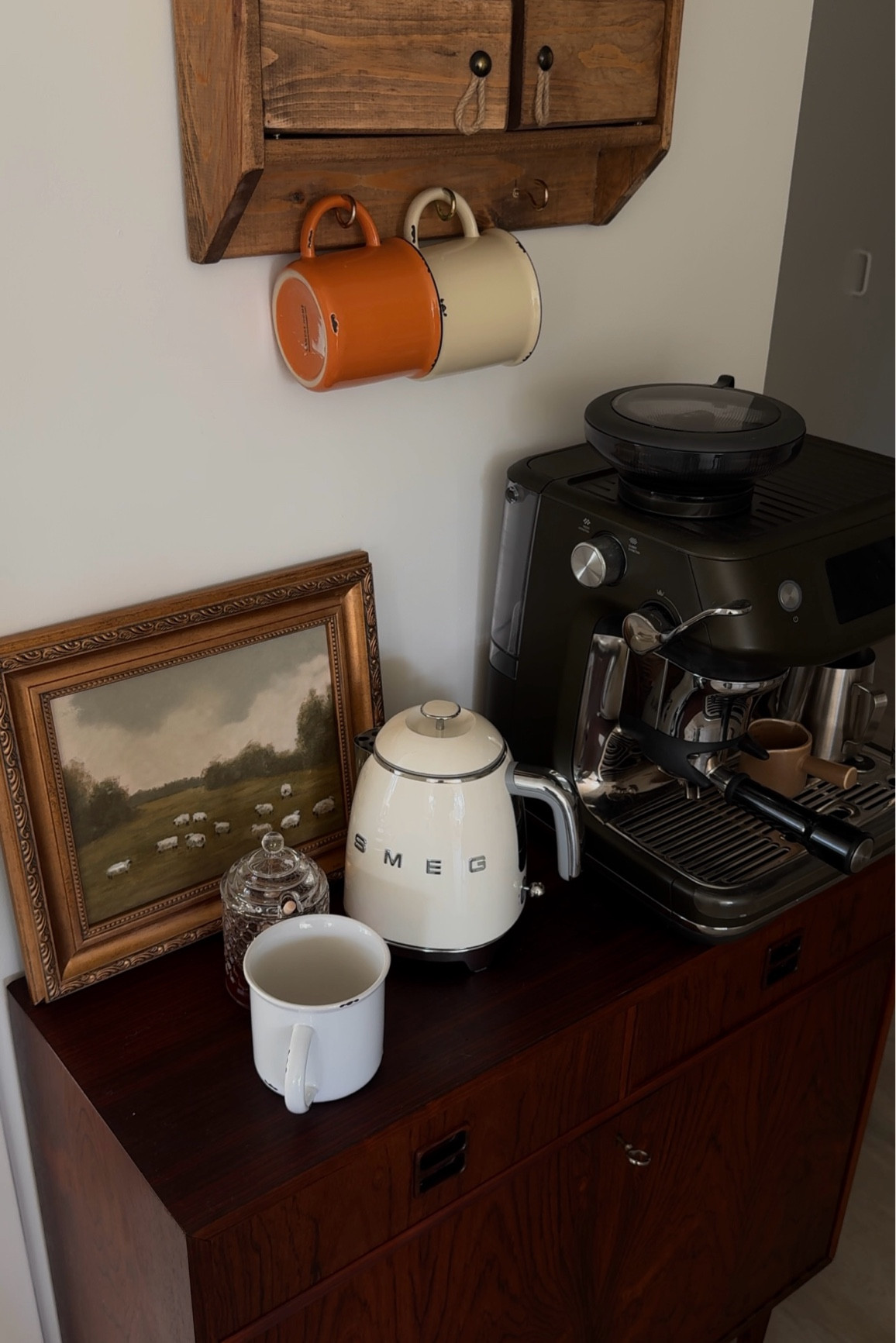 coffee bar (cabinet is Etsy) 