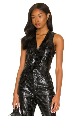 AFRM Lilet Vest in Black Croc Pleather from Revolve.com | Revolve Clothing (Global)