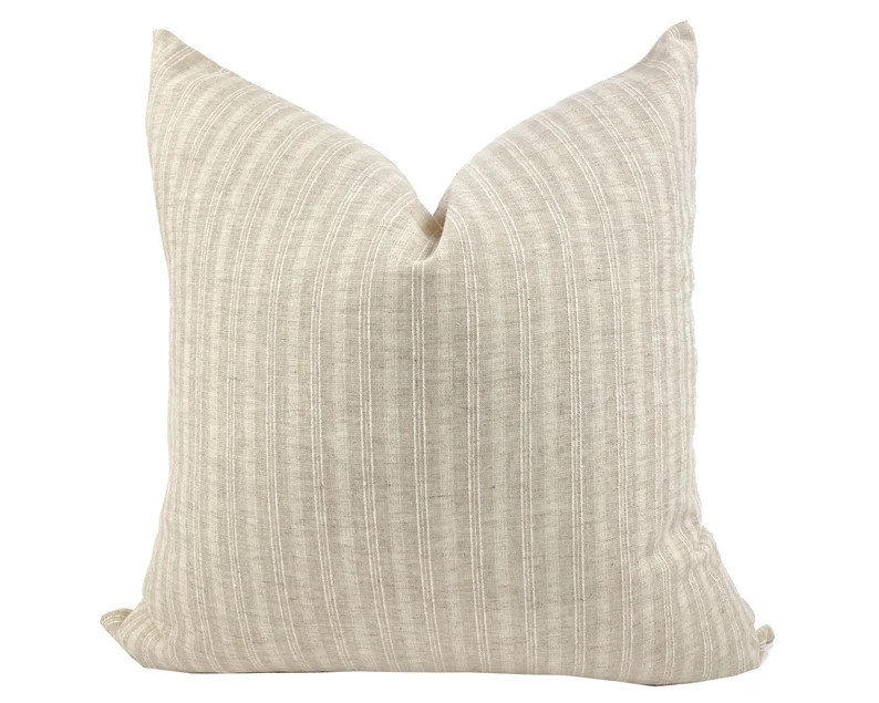 FINN | Cream and Tan Stripe Pillow Cover, Hmong Pillow, Farmhouse Pillow, Cream Stripe Pillow, Ne... | Etsy (US)