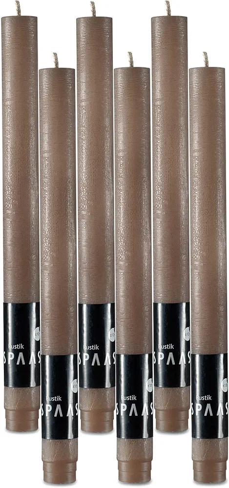 SPAAS Rustic Taupe Dinner Candles - 10" Tall Rustic Taupe Candles, Set of 6 - Unscented Decorativ... | Amazon (US)