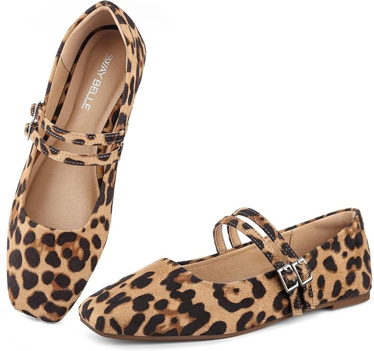 Womens Mary Jane Flats Double Straps Ballet Flats Slip On Casual Shoe | Amazon (US)