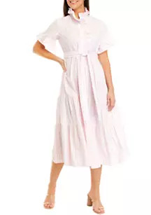 Women's Ruffle Button Front Tiered Dress | Belk