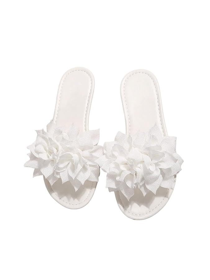 GORGLITTER Women's Flower Sandals 3D Floral Flat Sandals Open Toe Slippers Comfy Lightweight Summ... | Amazon (US)