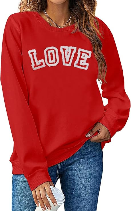 LAZYCHILD Valentine Sweatshirt for Women: Cute Valentines Day Shirts Love Heart Graphic Print Pul... | Amazon (US)