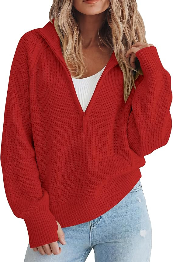 Gacaky Sweater for Women Oversized Casual Half Zip Pullover Tops Fashion Outfits Fall Clothes | Amazon (US)