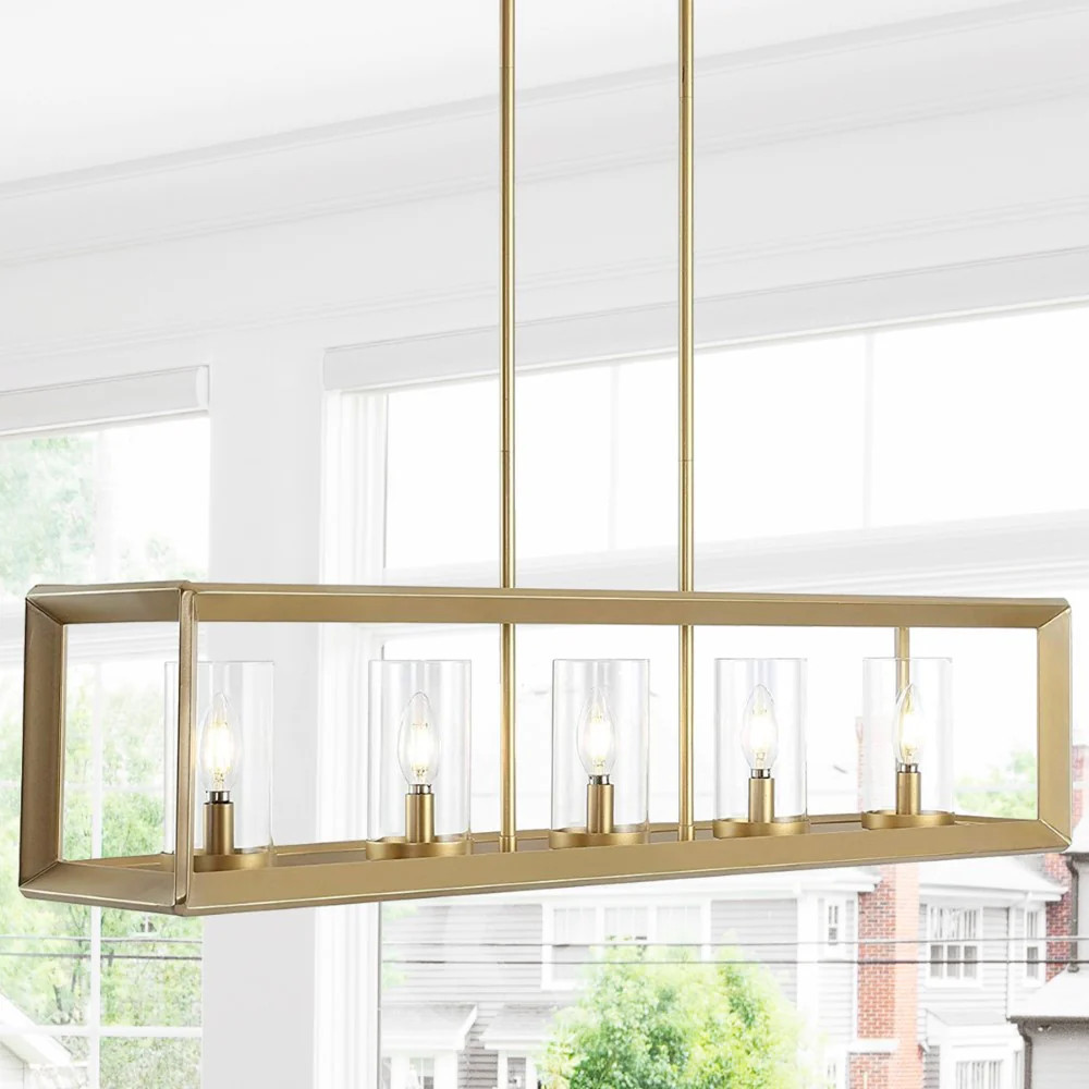 Anna 38.5" Linear 5-light Metal/Glass LED Pendant | Shop Simon