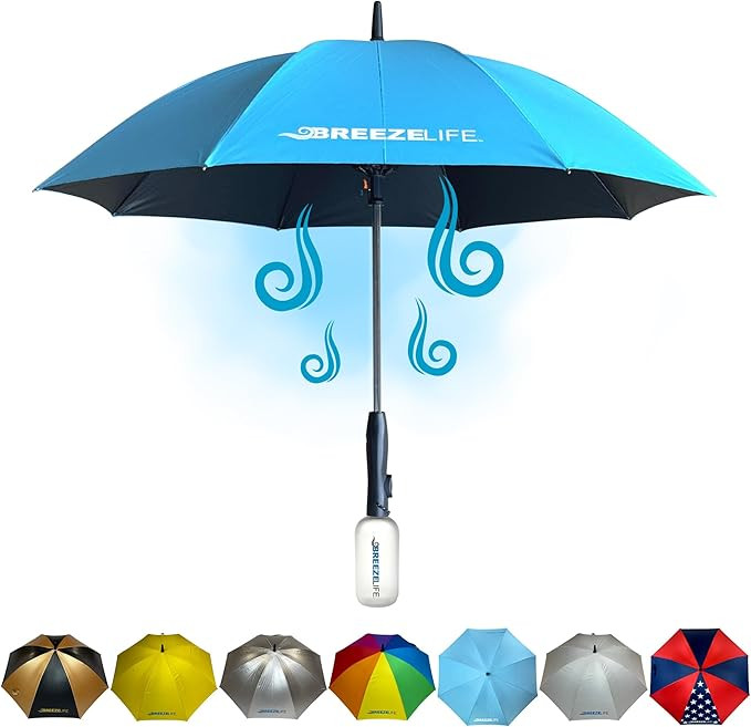 Breeze Life Original Mister Breeze (Blue Design) – Sun Umbrella with Fan and Mist Spray – Por... | Amazon (US)