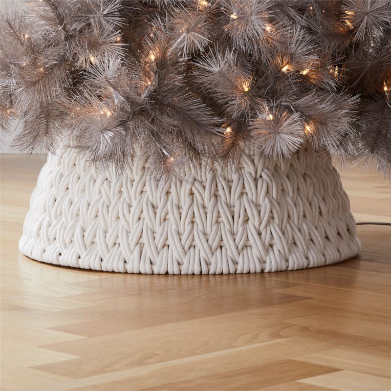 Conway Modern White Woven Christmas Tree Collar + Reviews | CB2 | CB2