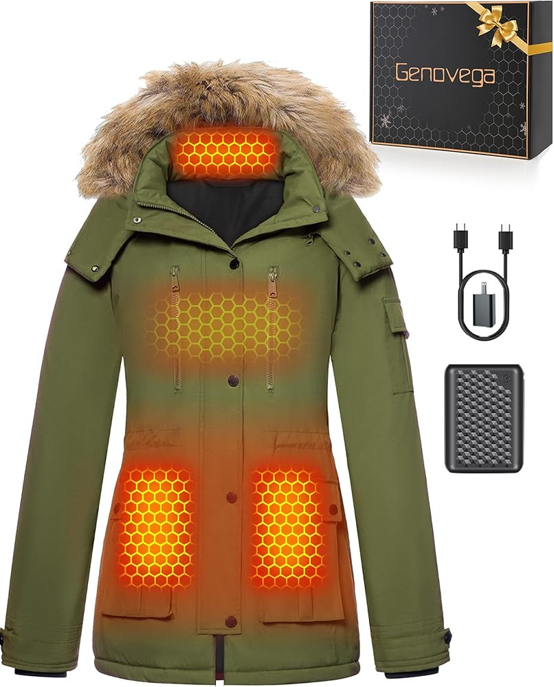 Graphene Heated Jacket for Women with Large Capacity Battery Pack Waterproof Windproof | Amazon (US)