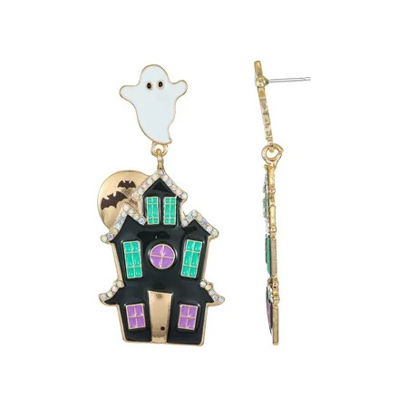 Way to Celebrate Halloween Haunted House Earring with Ghost, 1 Pair | Walmart (US)