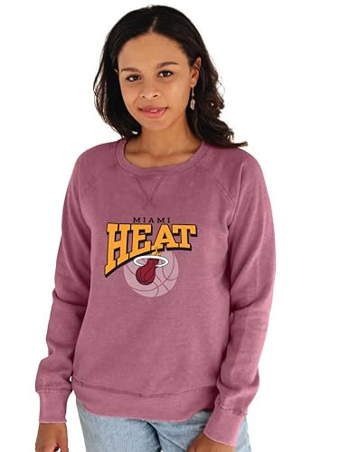 Miami Heat NBA Officially Licensed Women's Crewneck Sweatshirt Burnout, Small | Amazon (US)