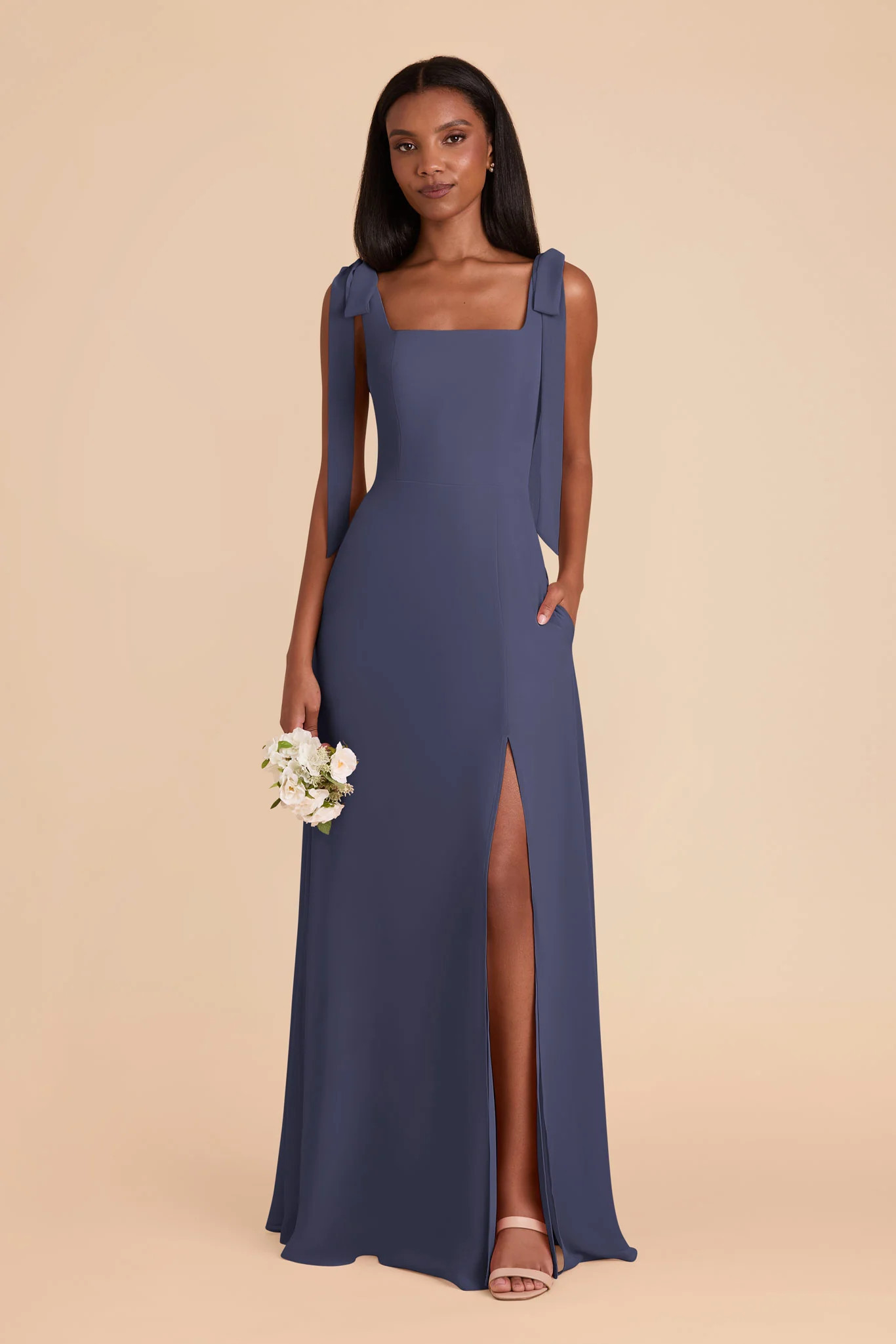 Dusk Blue Bridesmaid Dress Chiffon Size XS Birdy Grey Alex | Birdy Grey