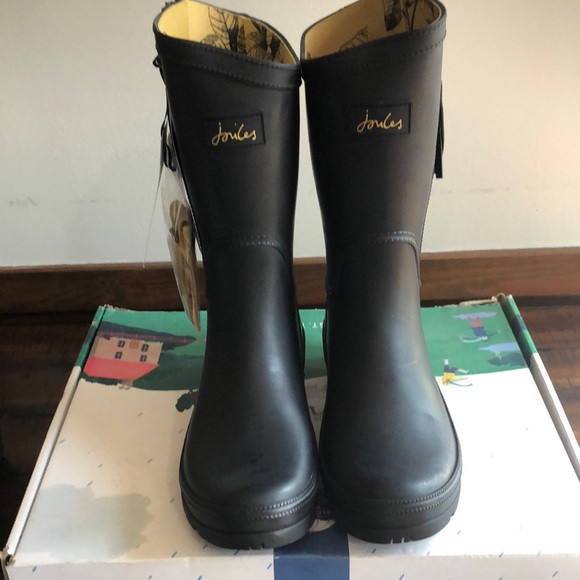 Joules Black Rain Boots size US 9 NWT | Poshmark