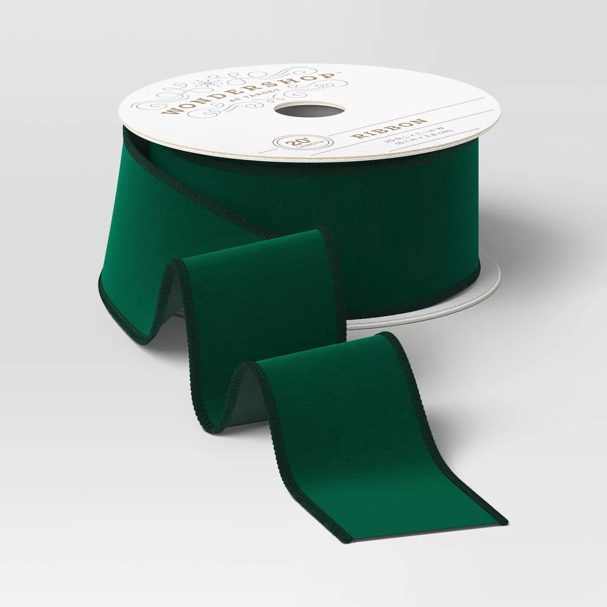 1.5" Velvet Fabric Christmas Ribbon 20' Green - Wondershop™ | Target