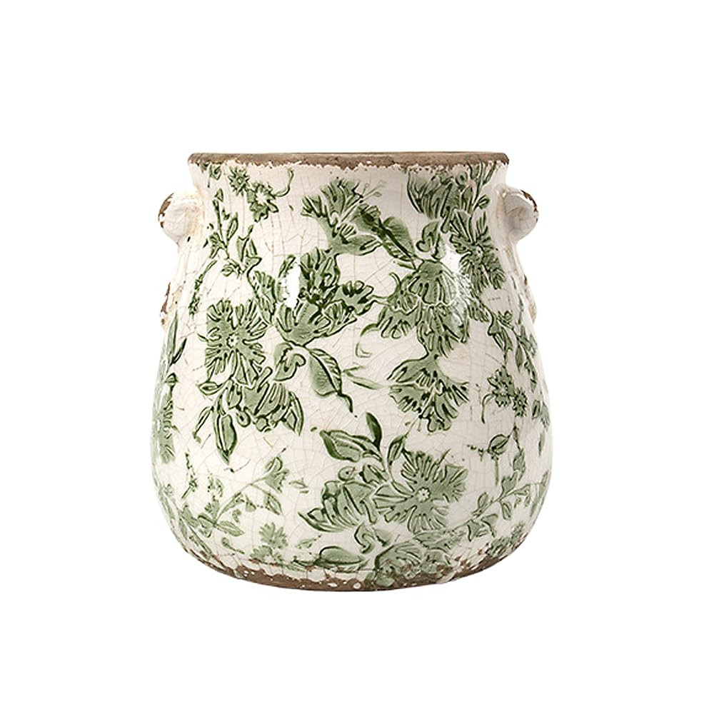 Vintage Planter Pot Ceramic Rustic Plant Pot with Drainage Hole, Ice Crack Distressed Plant Pot C... | Amazon (US)