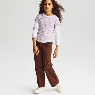 Girls' Short Sleeve Striped Fitted T-Shirt - Cat & Jack™ Lavender Stripe L | Target