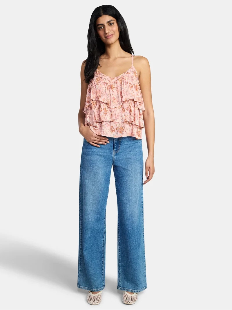 Madden NYC Women's Sleeveless Tiered Tank Top, Sizes XXS-XXL | Walmart (US)