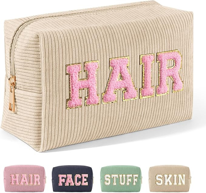 MAGEFY Corduroy Makeup Bag Small Makeup Bag for Purse with Compartments Cute Makeup Pouch Cosmeti... | Amazon (US)
