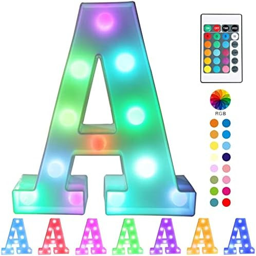 Pooqla Colorful LED Marquee Letter Lights with Remote – Light Up Marquee Signs – Party Bar Le... | Amazon (US)