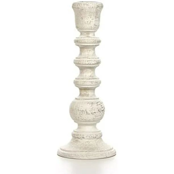 Hosley 7 inch High, White Wood Taper Candle Holder - Walmart.com | Walmart (US)