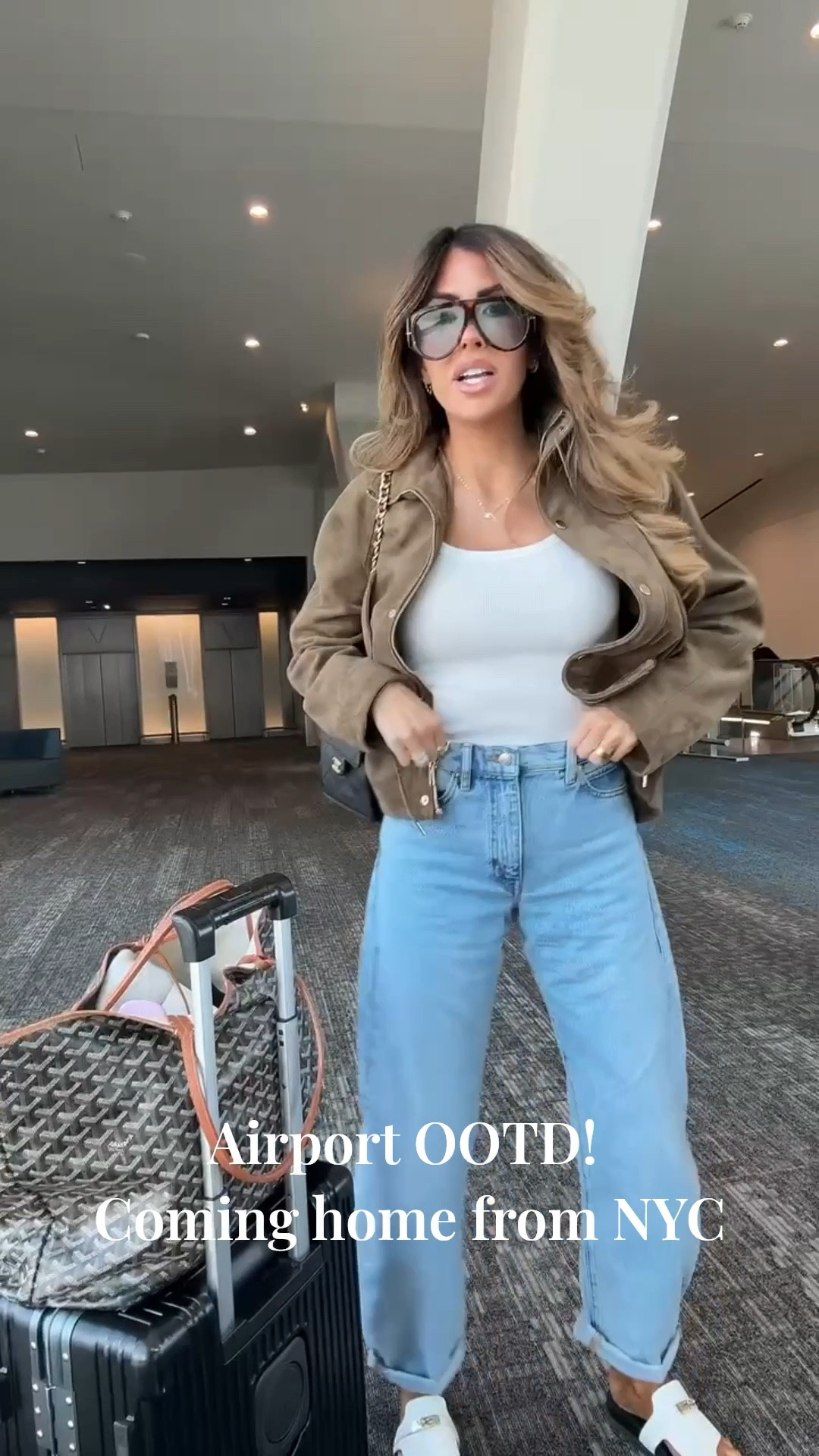 Airport OOTD! I had a great time traveling this past week to LTK Con + NYFW! I am wearing a size small in this jacket - you can change this whole look by cinching the jacket at the waist & showing off the gold hardware! I am wearing a size 25 in the jeans! 

NYFW, New York, Airport outfit, Travel outfit, Fall outfits, Jeans, Fall fashion, Jacket, Elevated basics, Fall street style, Emily Ann Gemma

#LTKNYFW #LTKStyleTip #LTKFallSale