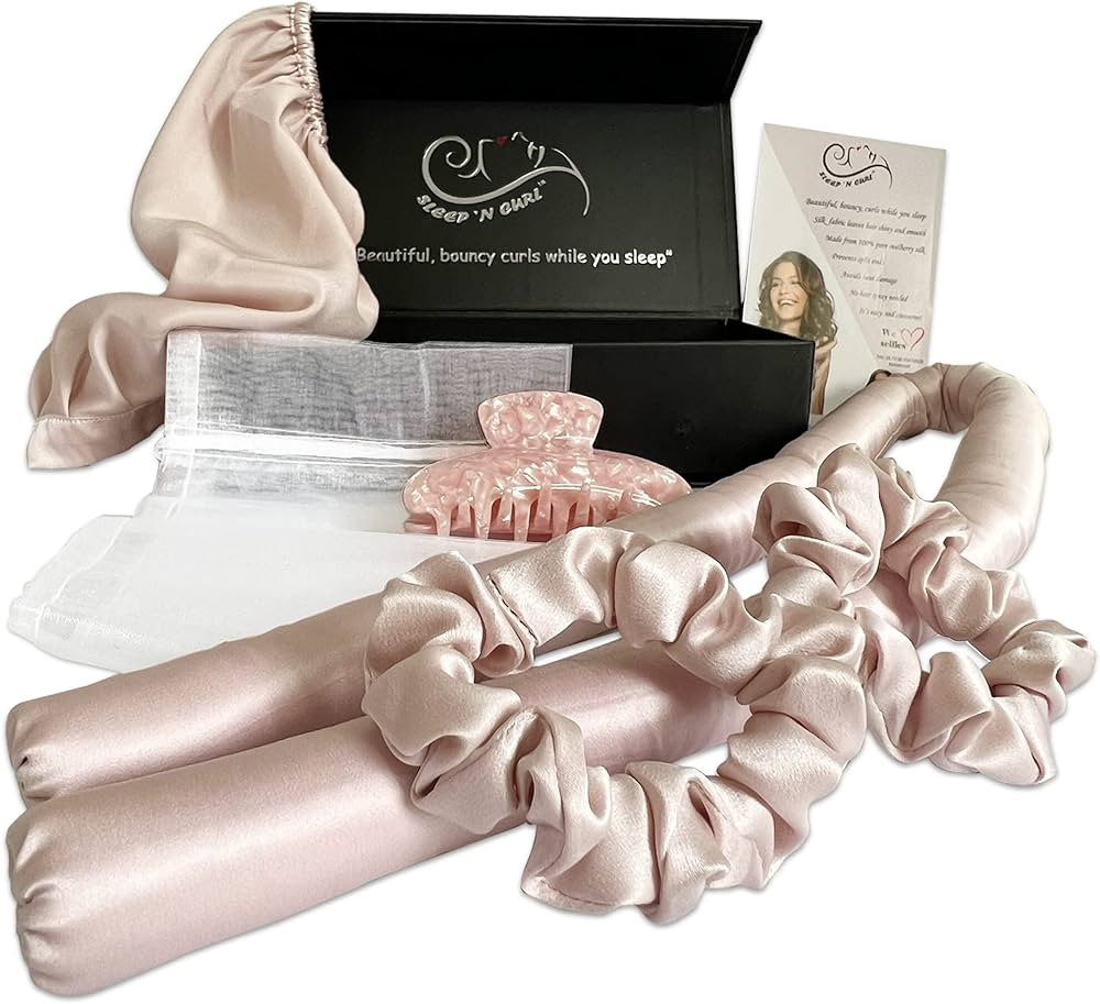 Sleep ‘N Curl - 100% Pure Mulberry Silk - Heatless Hair Curler KIT with Pure Silk Cap (Bonnet) | Amazon (US)