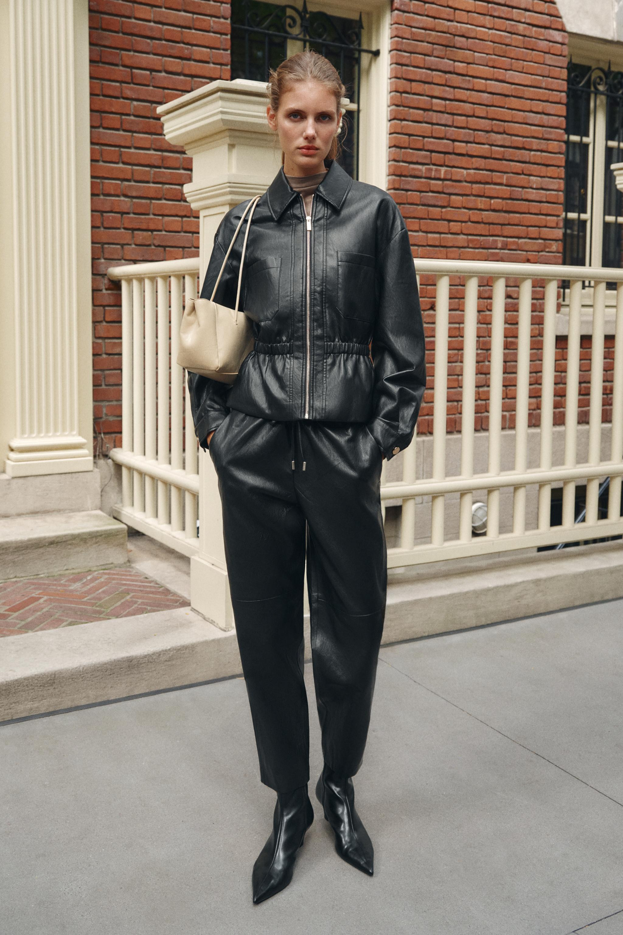 FAUX LEATHER JACKET WITH ELASTIC WAIST | Zara US