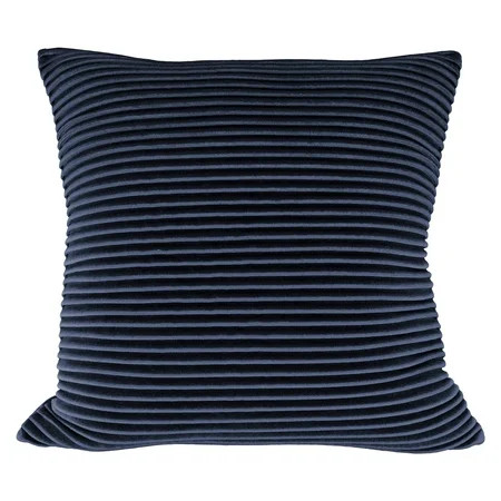 Better Homes & Gardens Pleated Velvet Decorative Throw Pillow, 18" x 18", Navy | Walmart (US)