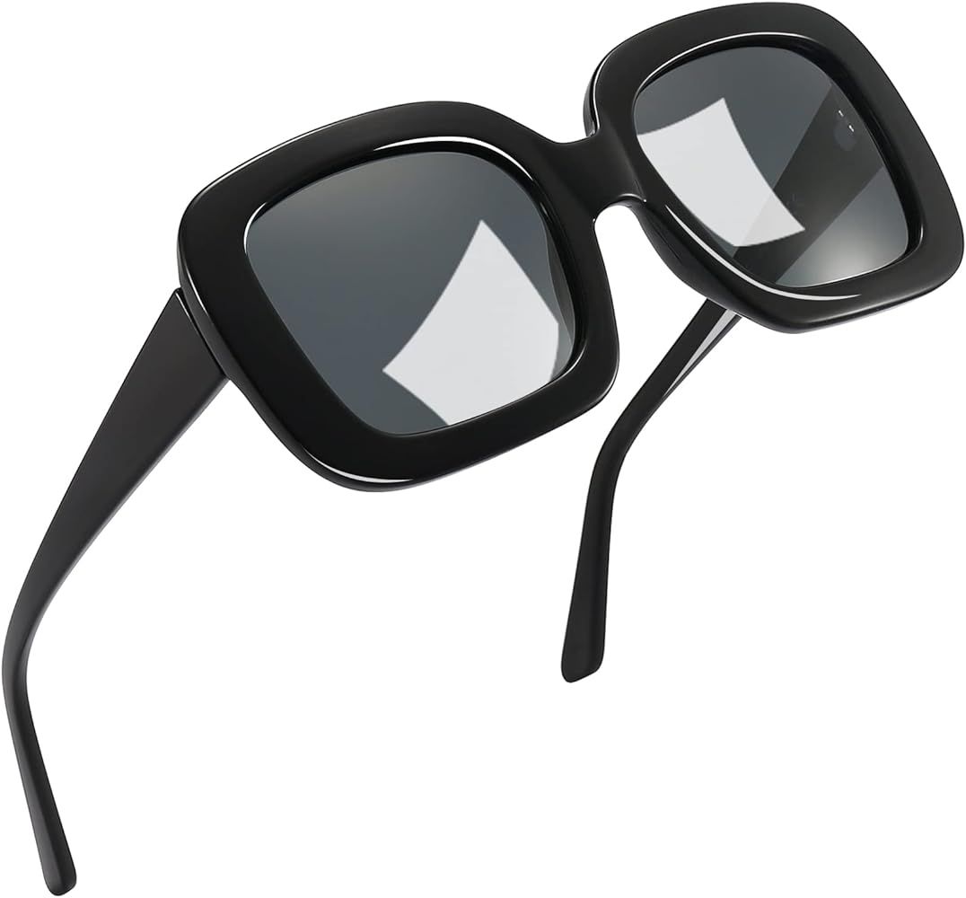 Oversized Polarized Sunglasses Square Shades: Trendy Large Big Ladies Sun Glasses - Luxury Vintage | Amazon (US)