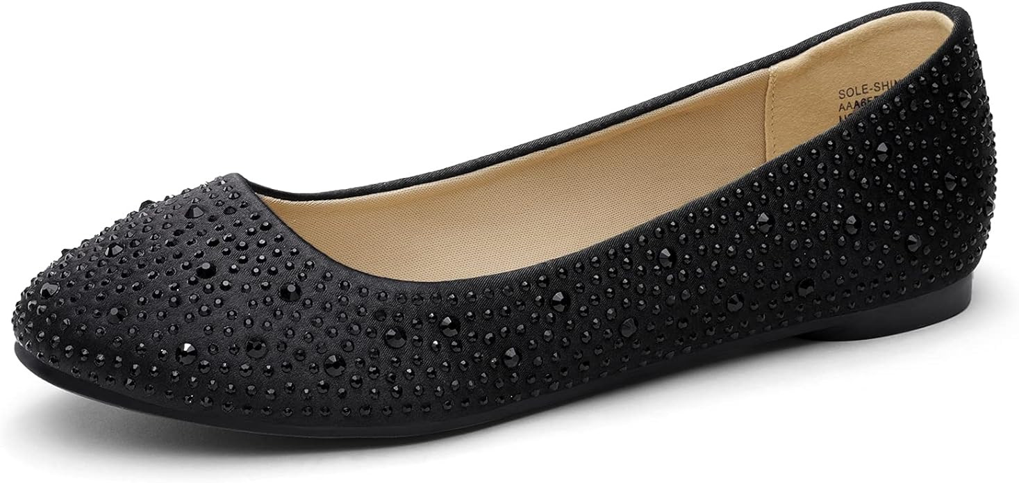 DREAM PAIRS Women's Sole-Shine Rhinestone Ballet Flats Shoes | Amazon (US)