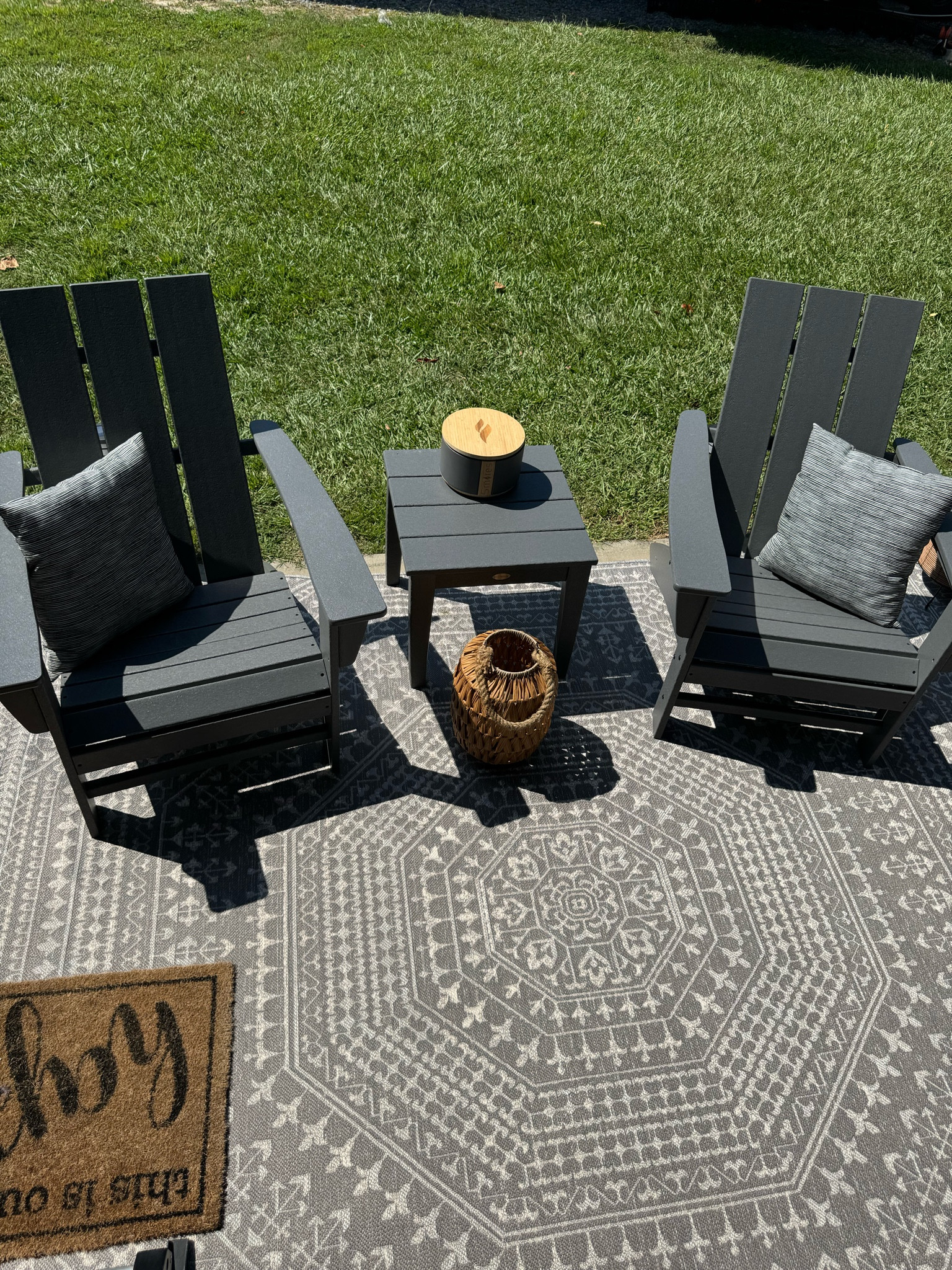Relax outdoors on our cozy patio space with our new plywood Adirondack set! We can enjoy some s’mores and a small smokeless fire with our terra, flame, solo stove without having to light a big fire, and have a small ambience. 

#LTKFamily #LTKStyleTip #LTKHome