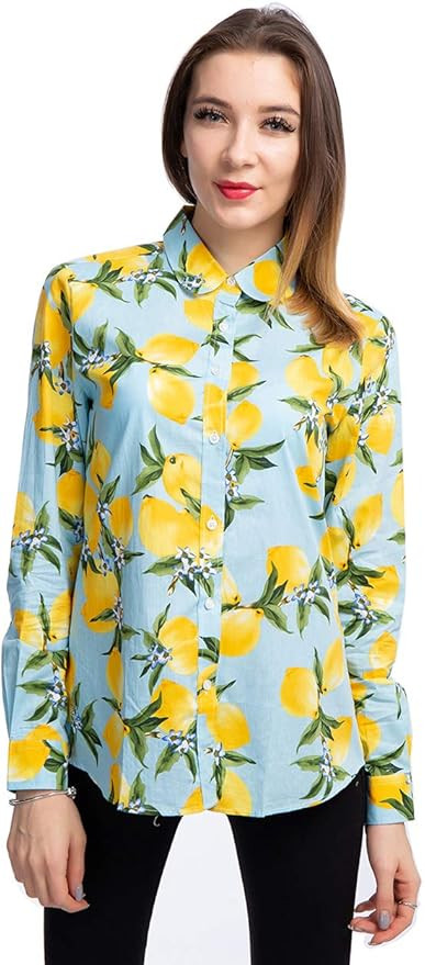 Women's Blouses Casual Long Sleeve Work Button Down Dress Hawaiian Shirts Tops | Amazon (US)