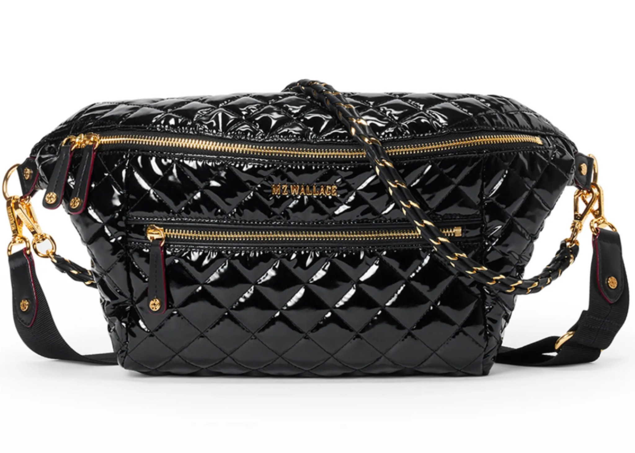 MZ WALLACE Crosby Patent Quilted Sling Belt Bag