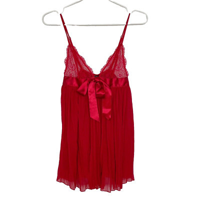 Victoria's Secret Babydoll Lingerie Top Womens XS Lace Sheer Pleated Ribbon Bow  | eBay | eBay US