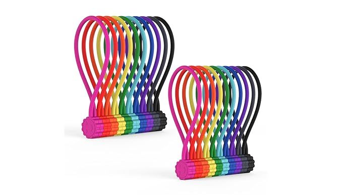 Rich&Ray 10Colors-20Pack Reusable Silicone Twist Ties, Magnetic Cable Ties with Strong Magnet for Or | Amazon (US)