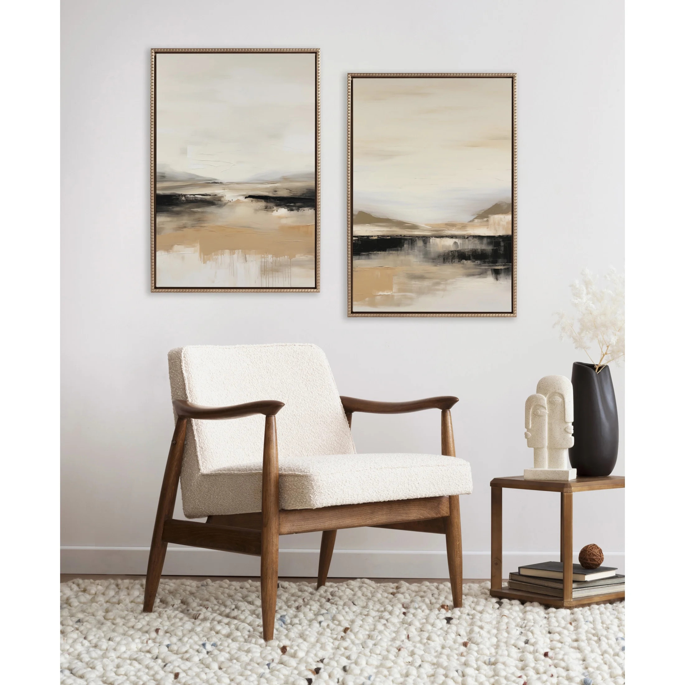 Kate and Laurel Sylvie Beaded Peaceful Landscape I and II Vintage Framed Canvas Wall Art Set by A... | Walmart (US)